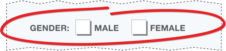 checkbox form showing male or female as options